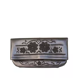 Floral Evening Clutch Bag in Black