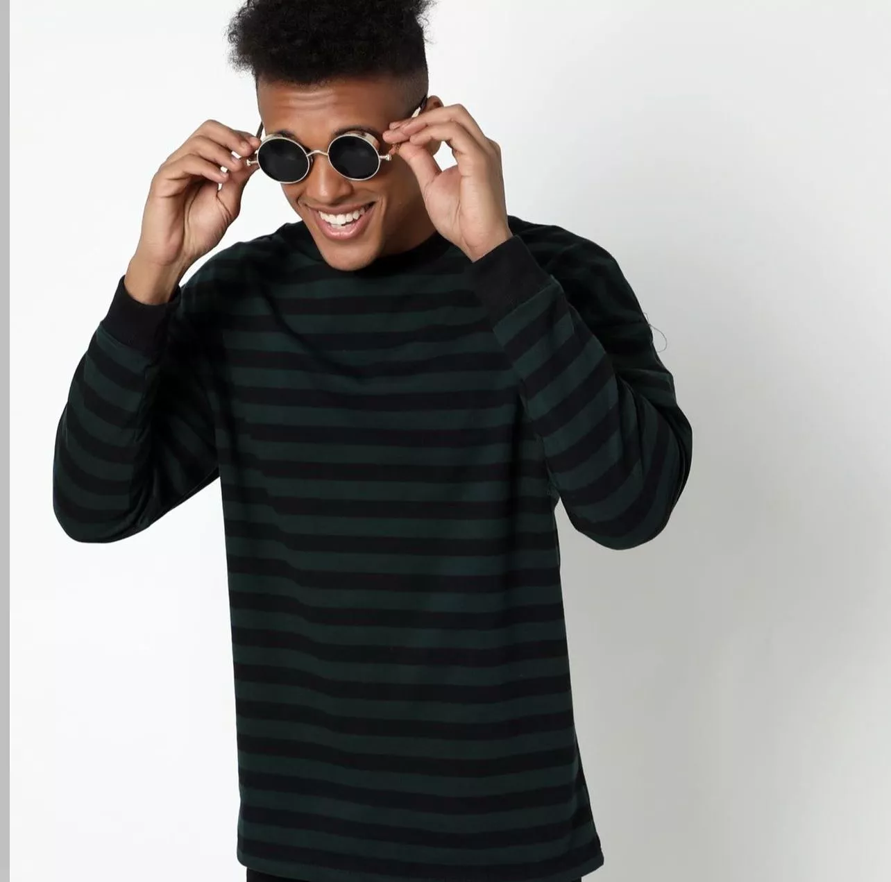 green full sleeve striped tshirt for men