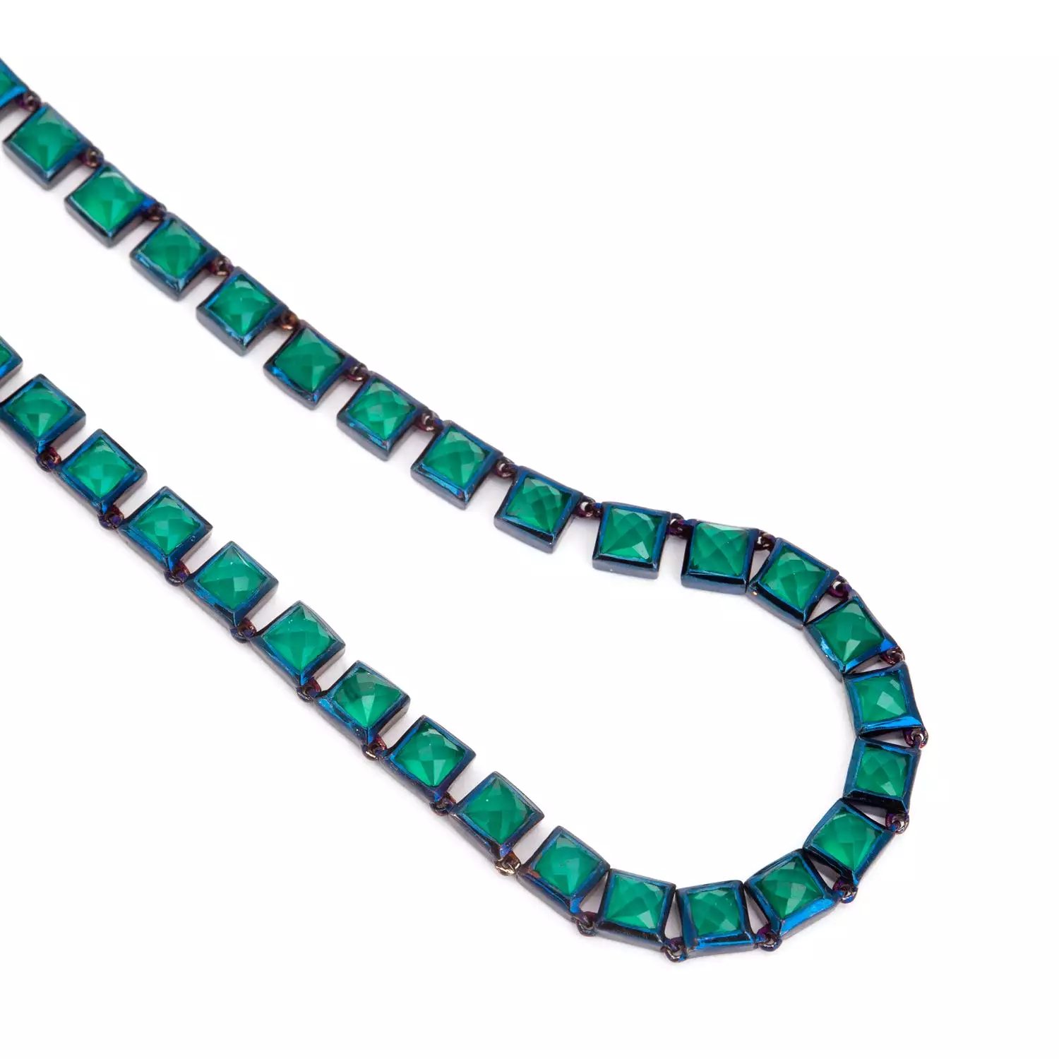 Green Onyx Mini Tile Riviere Necklace