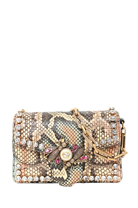 Gucci Multicolour Python Crystal Bee Embellished Mini Broadway Chain Bag