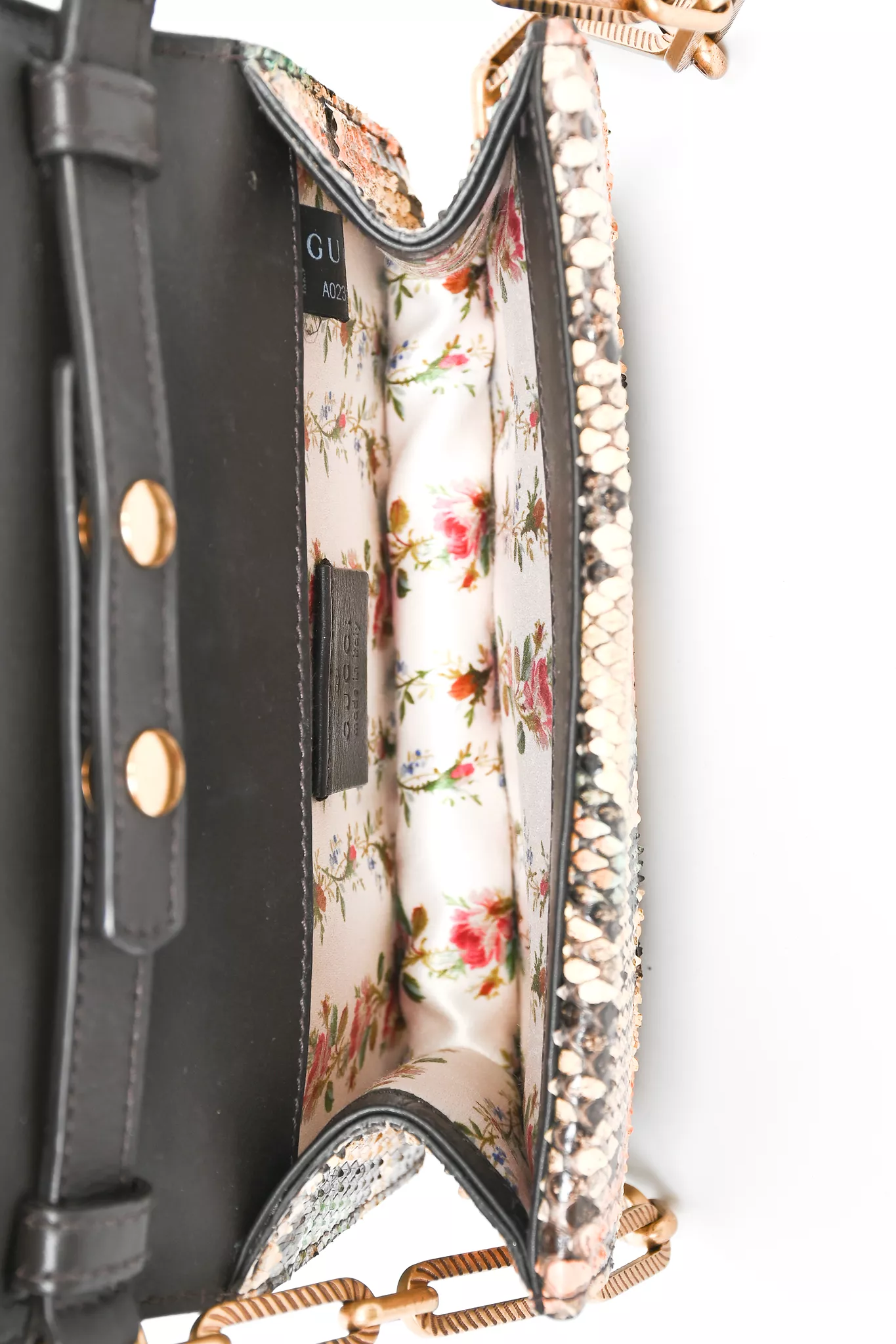 Gucci Multicolour Python Crystal Bee Embellished Mini Broadway Chain Bag