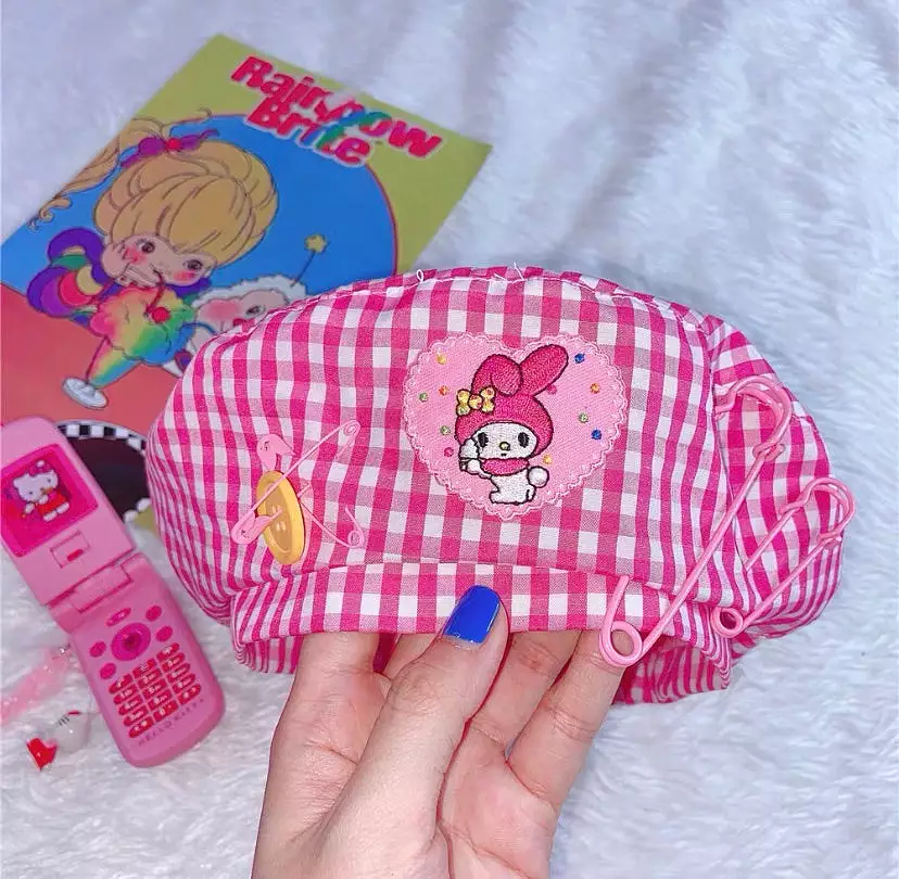 HARAJUKU CARTOON SOFTGIRL BESTIE PLAID SUMMER BERET HAT BY90803