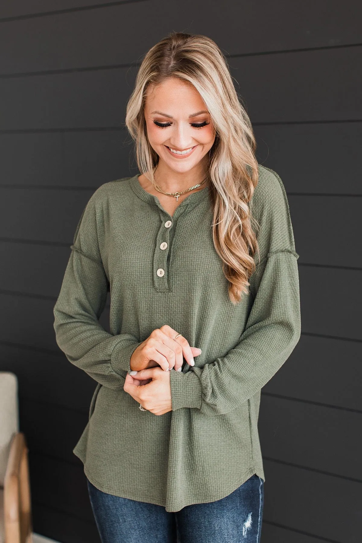 Hopeful Dreaming Knit Top- Olive