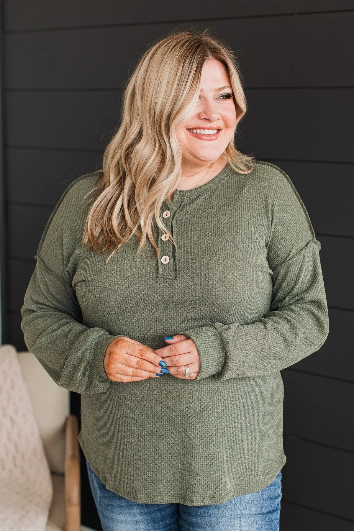 Hopeful Dreaming Knit Top- Olive