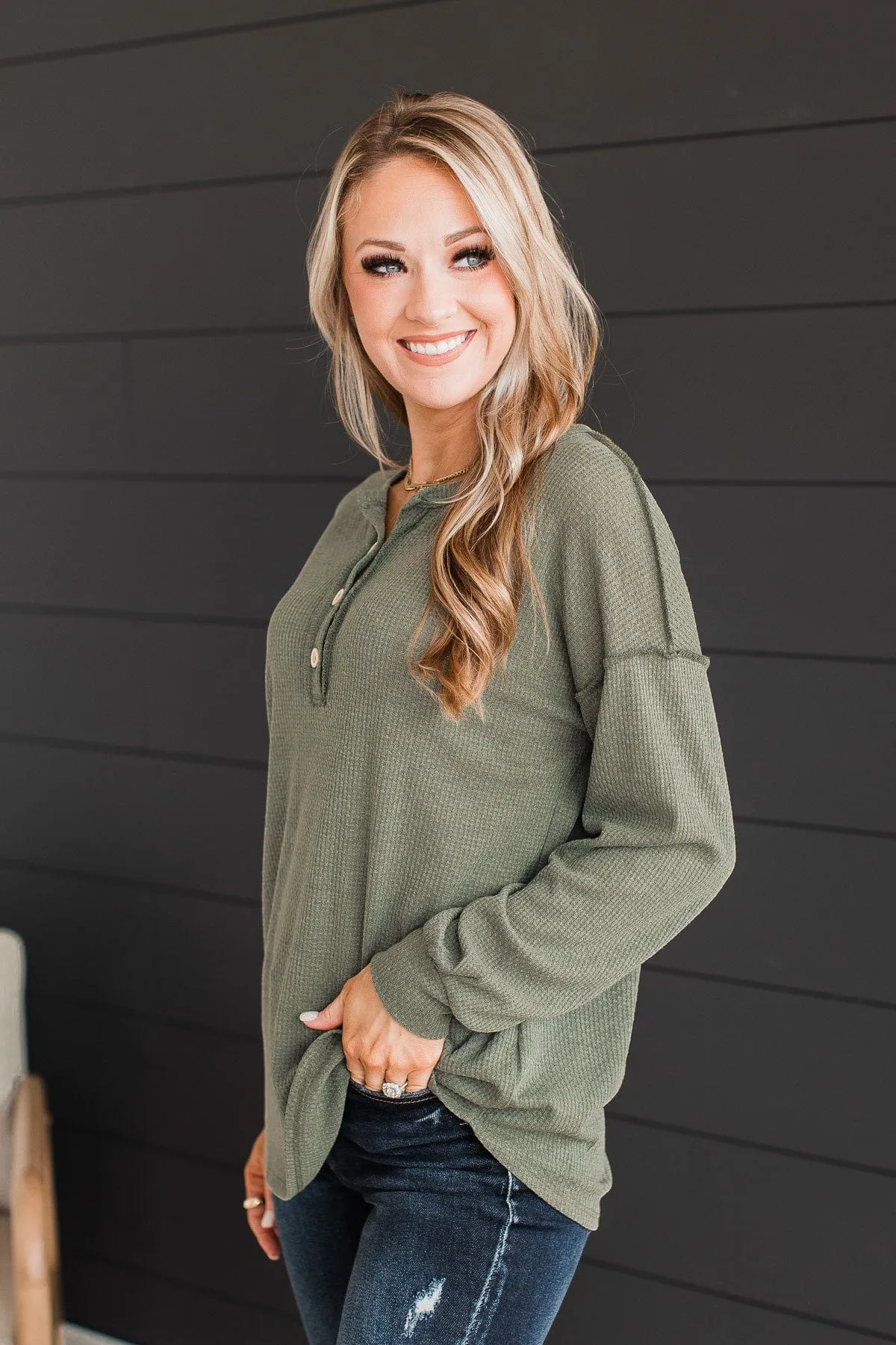 Hopeful Dreaming Knit Top- Olive