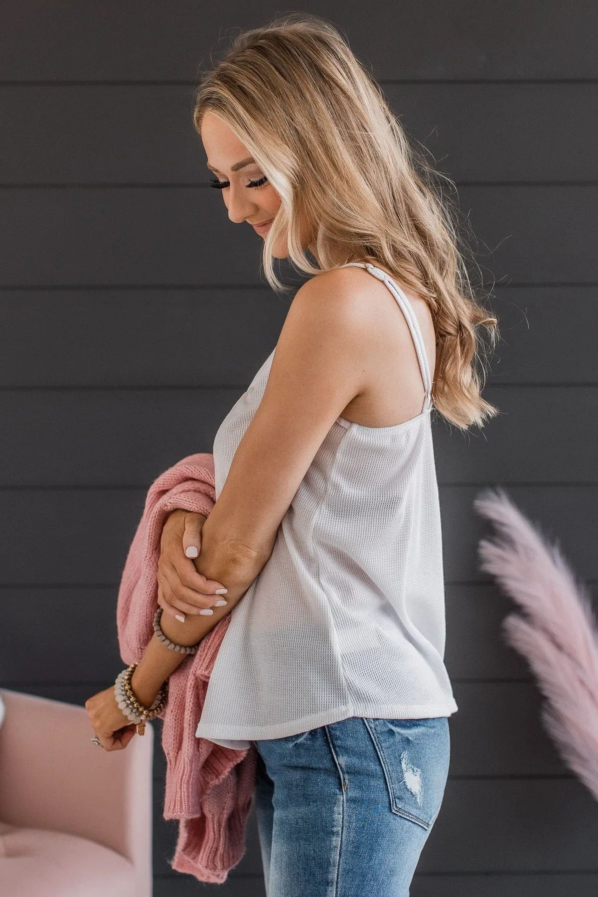 Hopelessly Yours Knit Tank Top- White