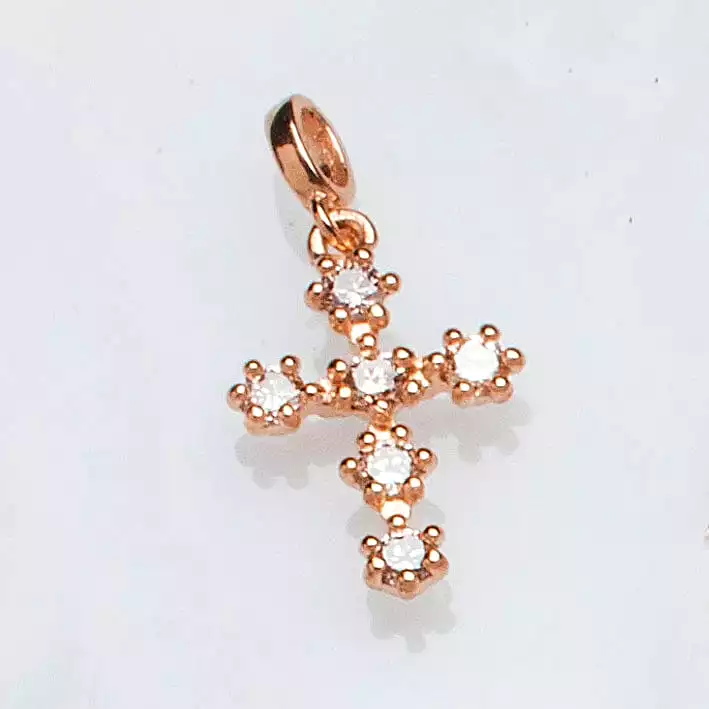 Individual Prong Set Diamond Cross Charm