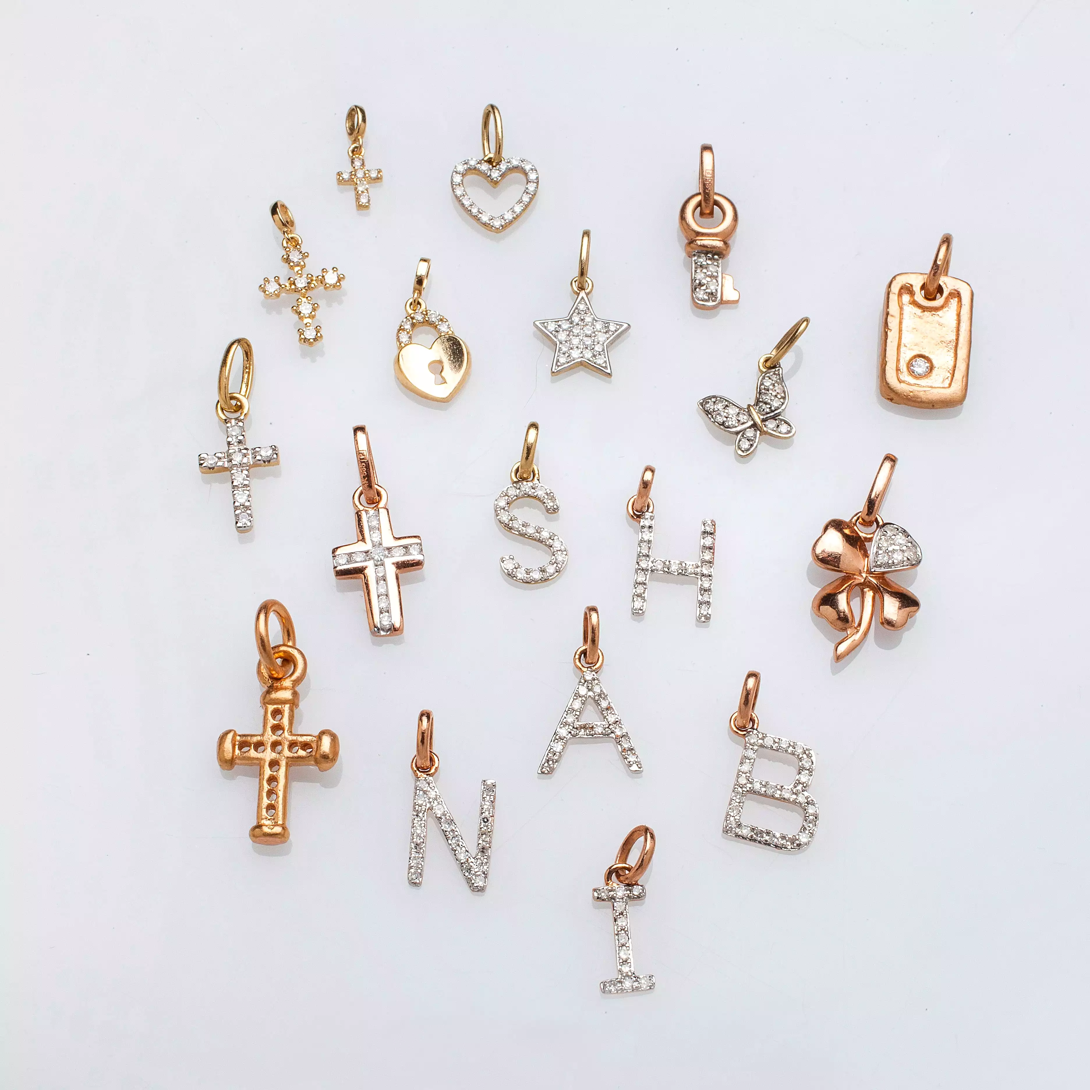 Individual Prong Set Diamond Cross Charm