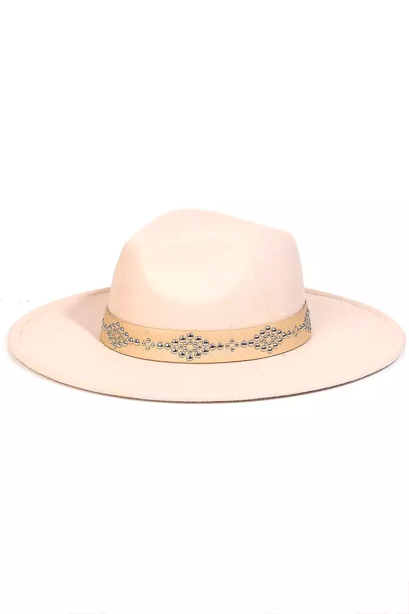 Ivory Studded Band Fall Hat