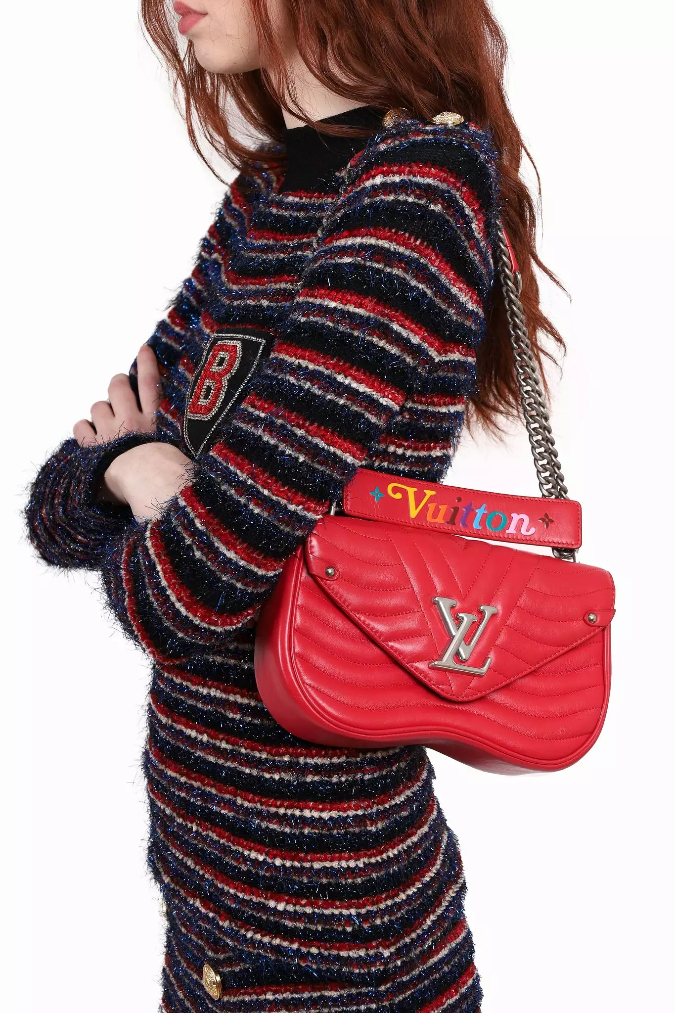 Louis Vuitton 2019 Red Ecarlate Leather New Wave MM Chain Bag