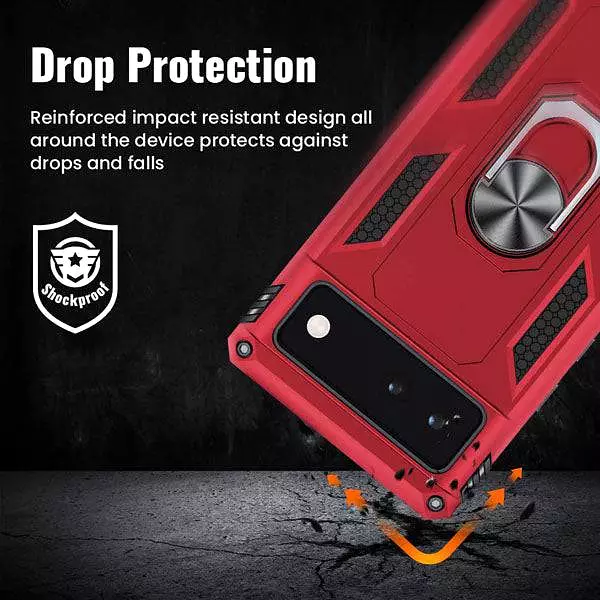 Luxury Armor Ring Bracket Phone case For Google Pixel 6 With 2-Pack Screen Protectors