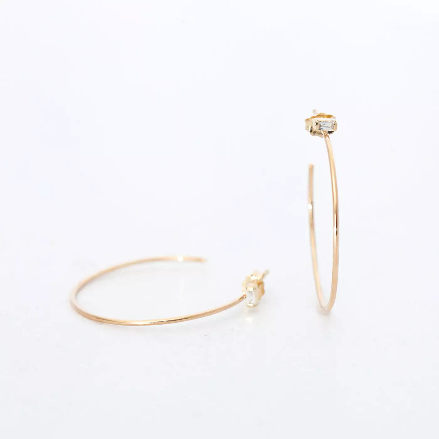 Medium Baguette Diamond Hoops