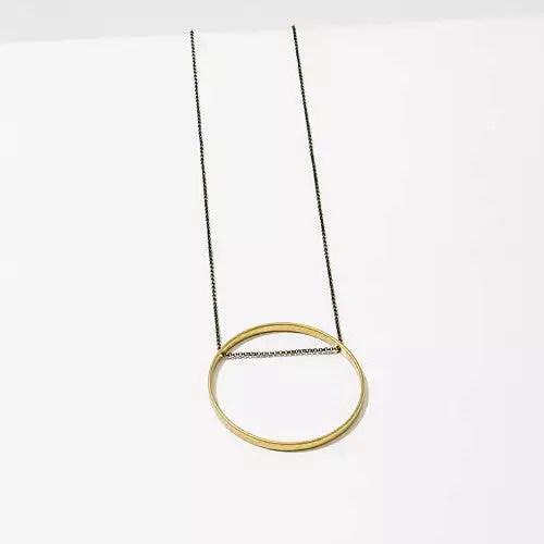 Medium Brass Horizon Circle Necklace