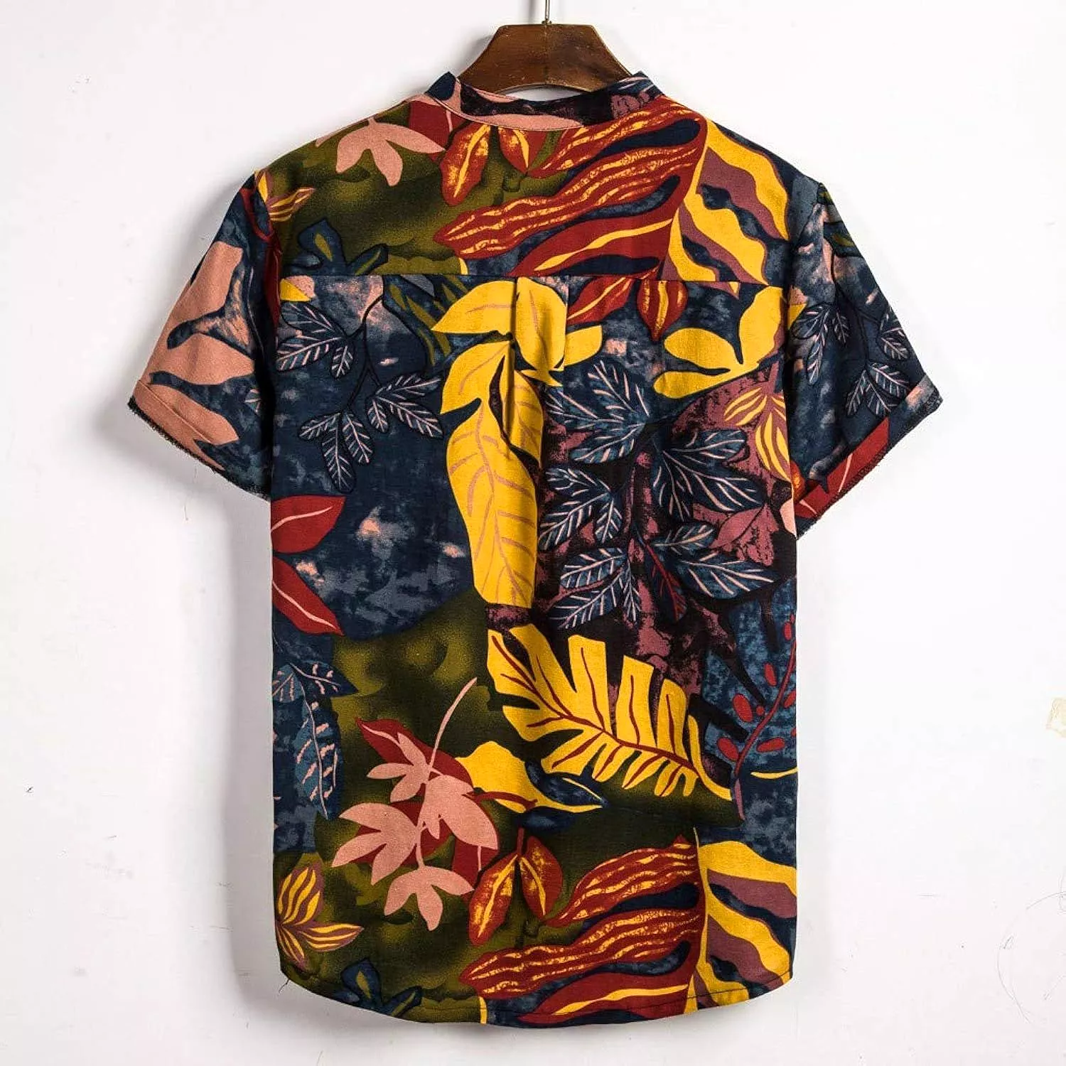 Men's Hawaiian Shirt Funky Printed Short Sleeve Stand Neck Shirt L S1904677