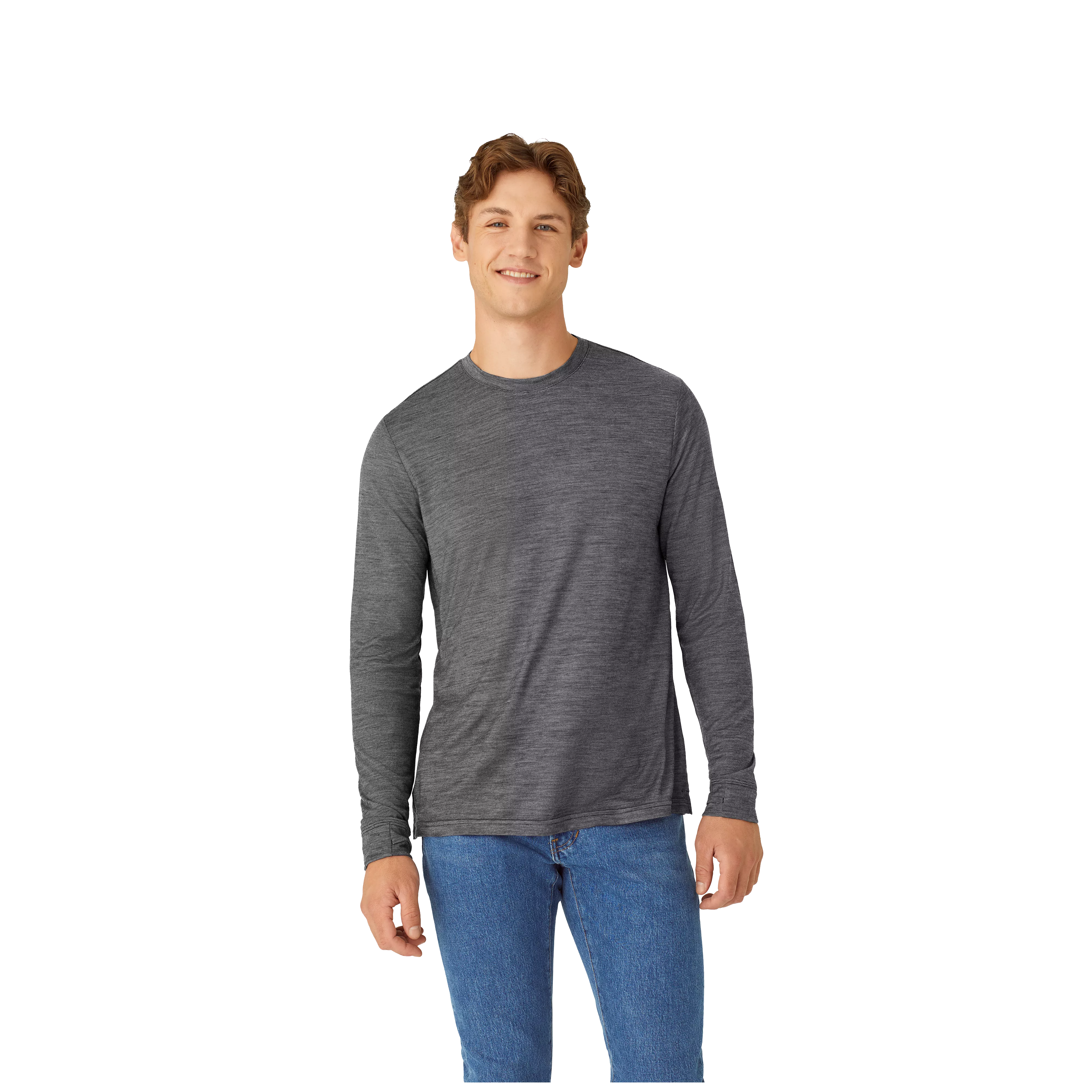 Men's Merino Wool Blend Crew Neck Long Sleeve T-Shirt 3-Pack