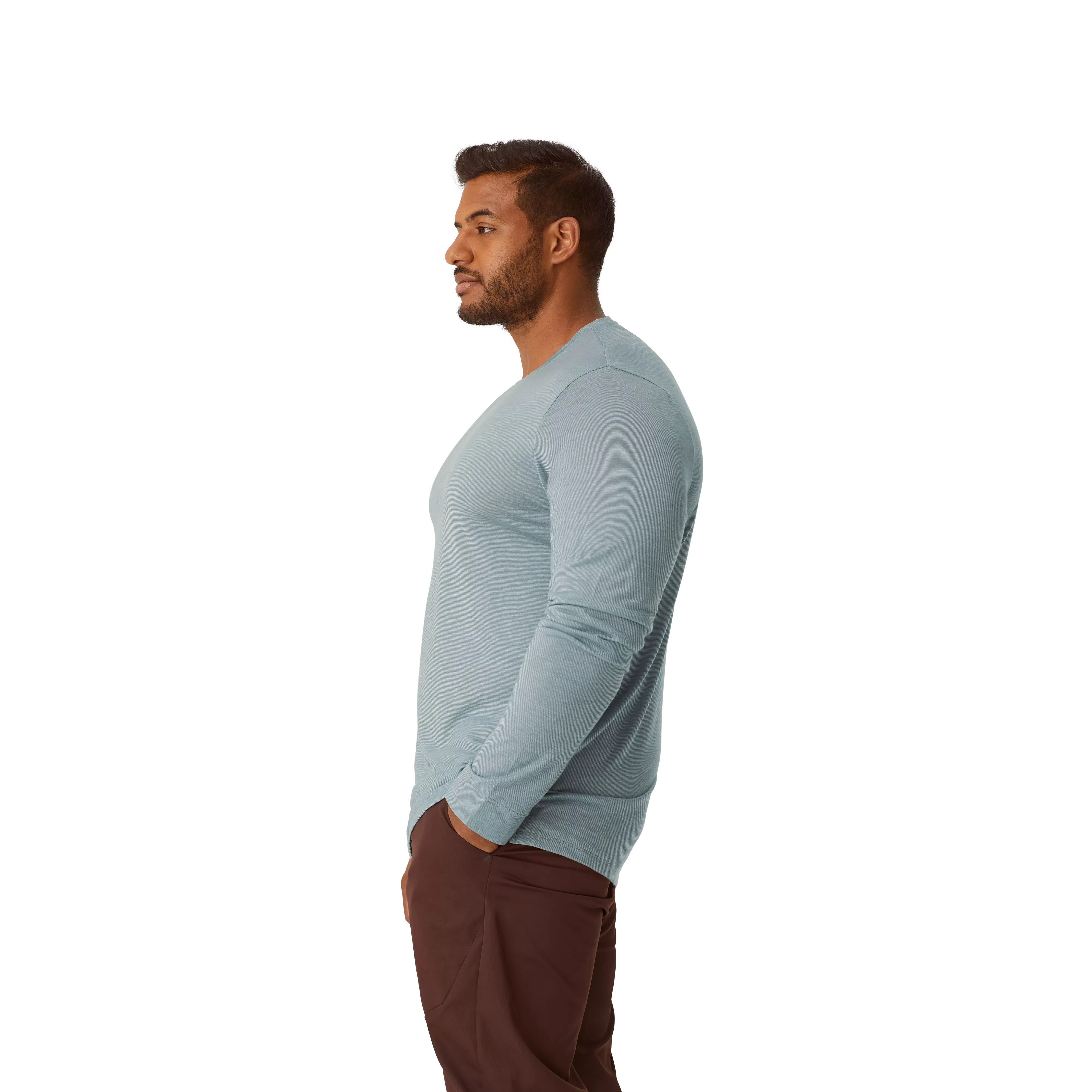 Men's Merino Wool Blend Crew Neck Long Sleeve T-Shirt 3-Pack