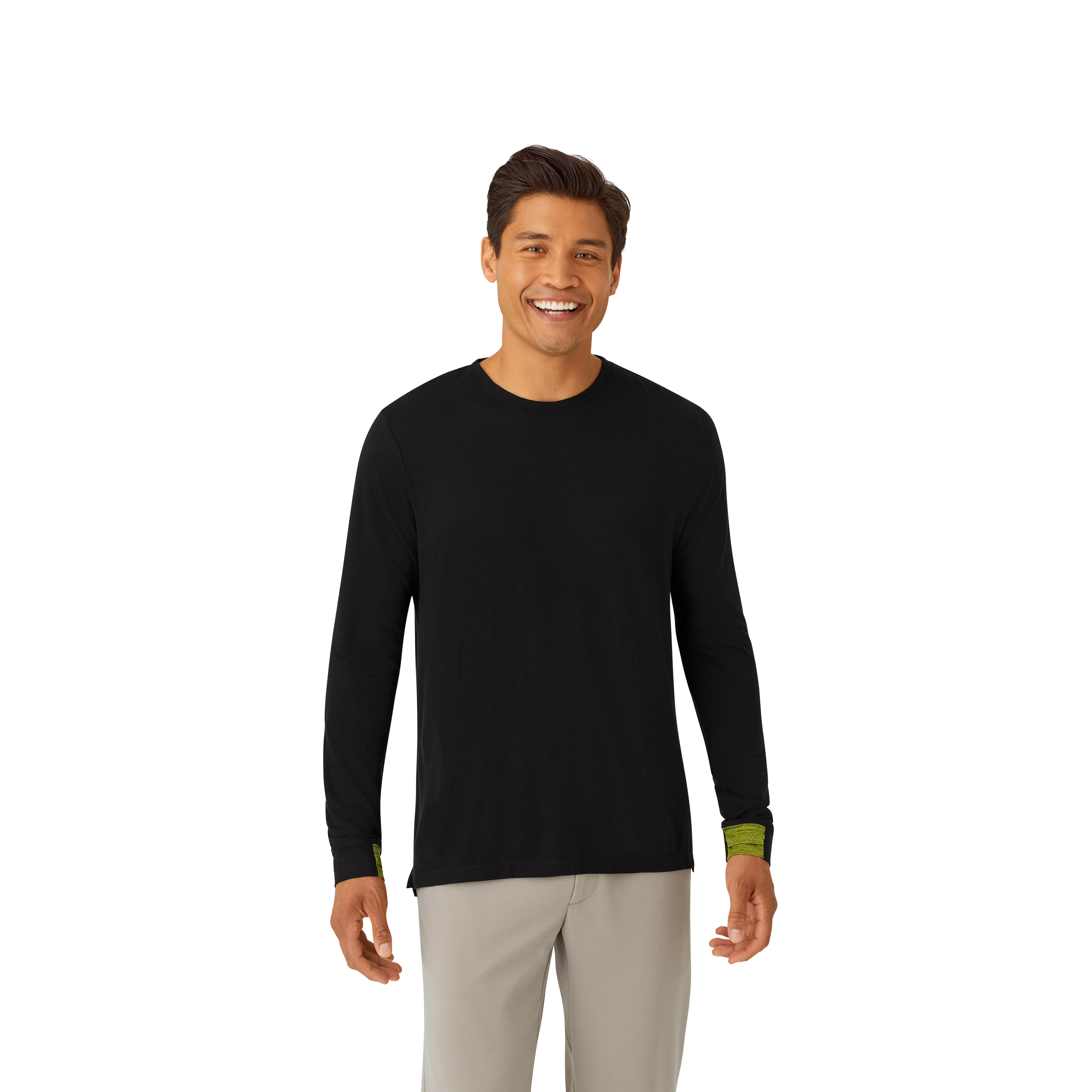 Men's Merino Wool Blend Crew Neck Long Sleeve T-Shirt 3-Pack