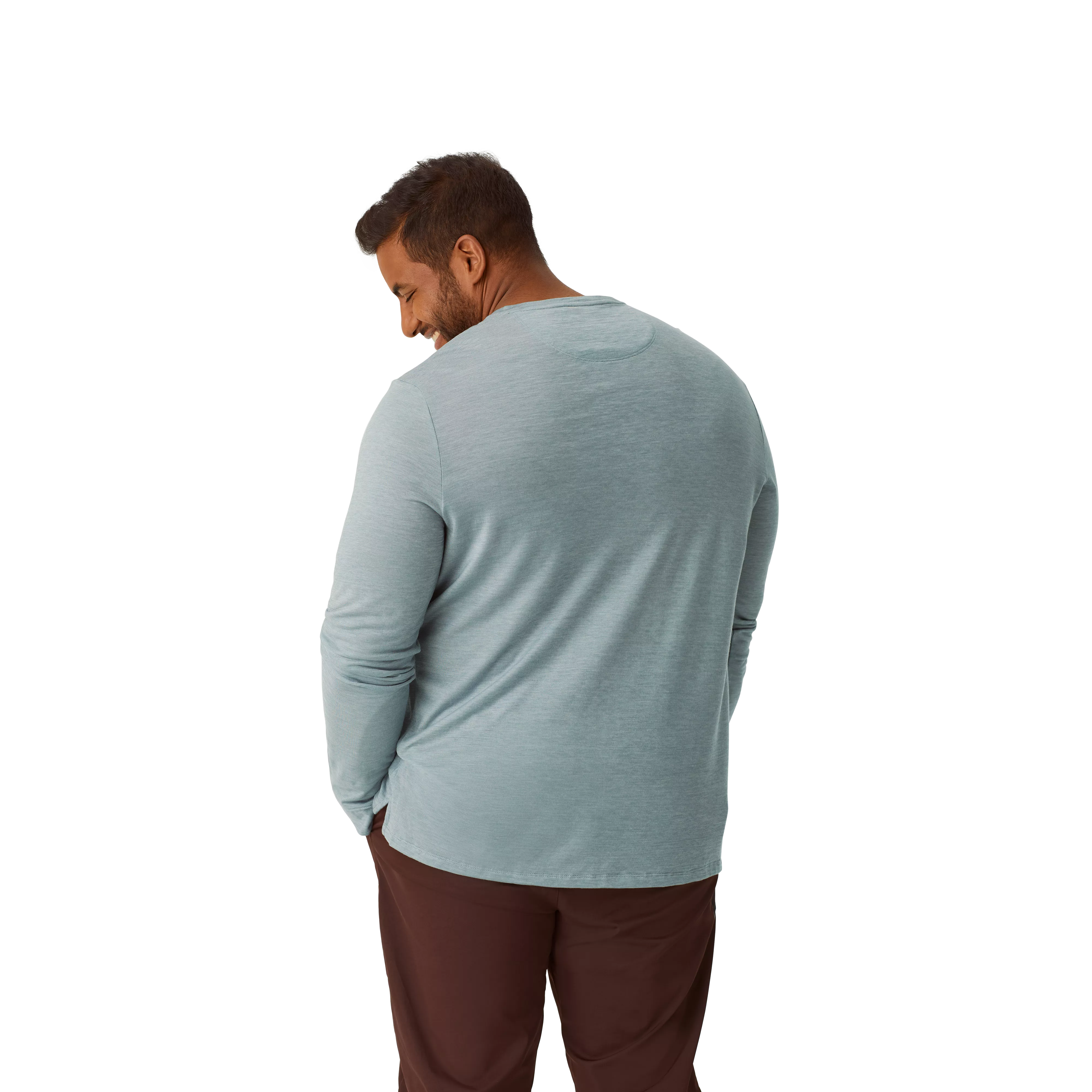 Men's Merino Wool Blend Crew Neck Long Sleeve T-Shirt