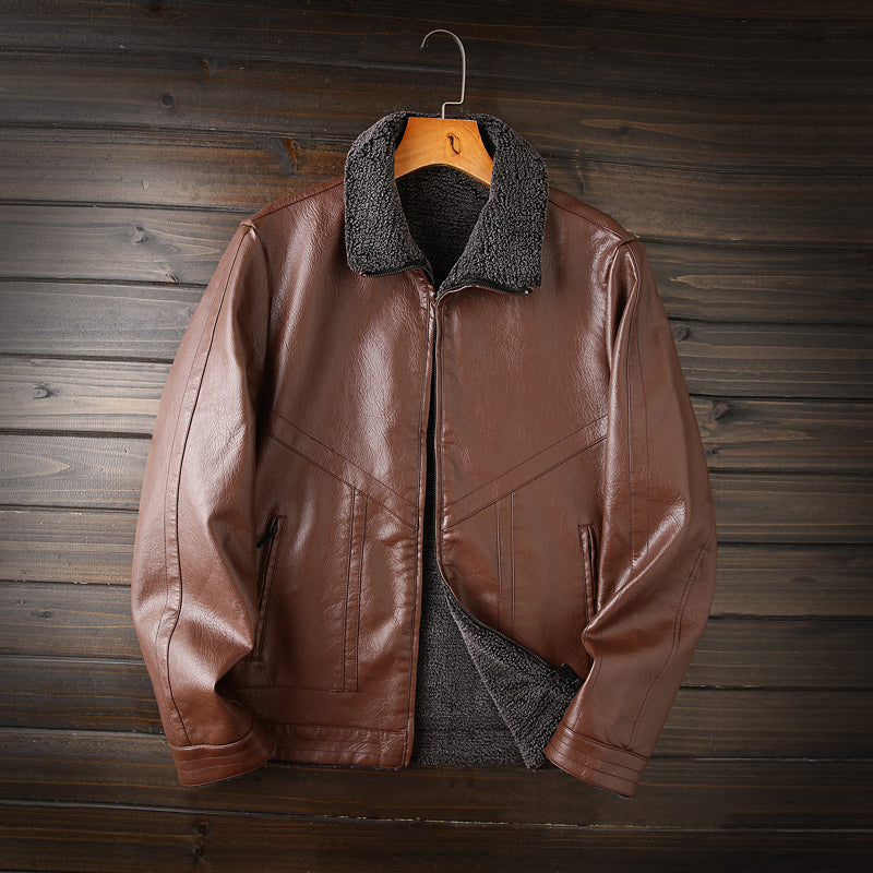 Men's PU Leather Cotton Fill Warm Winter Aviator Jackets