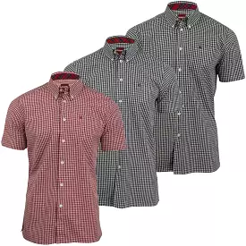 Merc London Men's 'Terry' Gingham Check Shirt - Short Sleeed