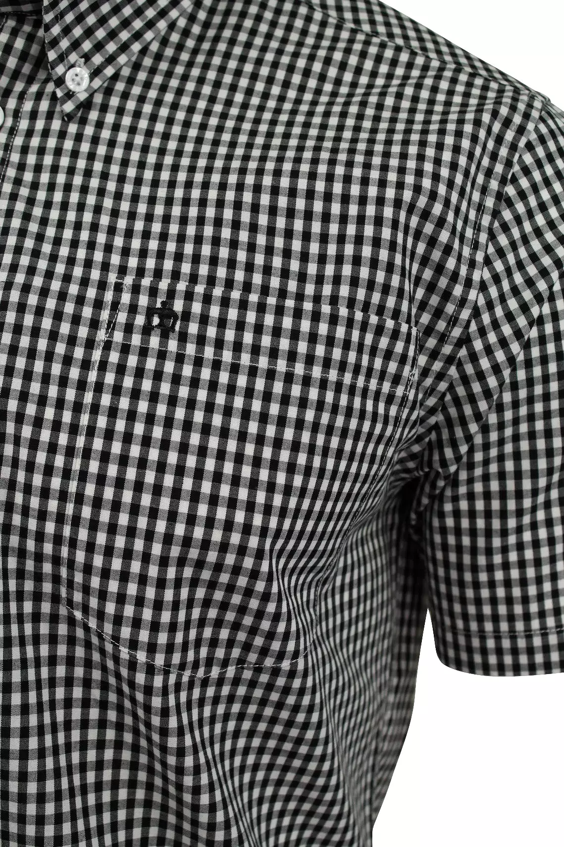 Merc London Men's 'Terry' Gingham Check Shirt - Short Sleeed