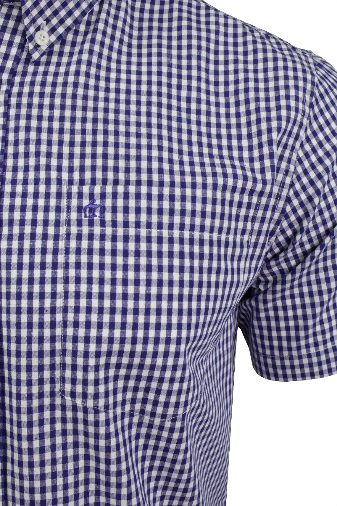 Merc London Men's 'Terry' Gingham Check Shirt - Short Sleeed