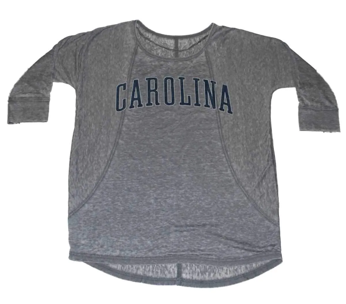 North Carolina Tar Heels Gear Women Gray 3/4 Sleeve Transparent T-Shirt (M)