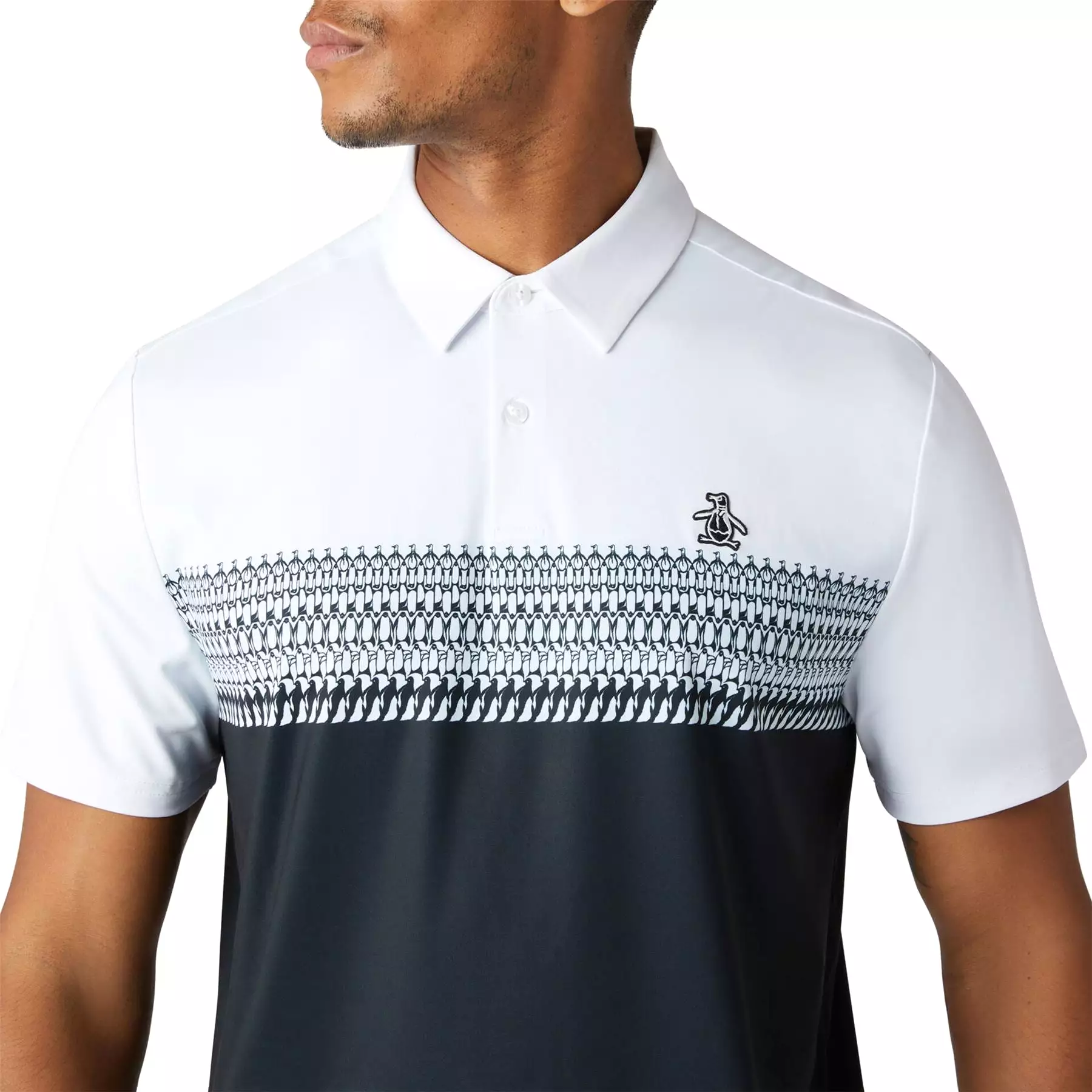 Novelty Block Print Stripe Polo Bright White - SS24