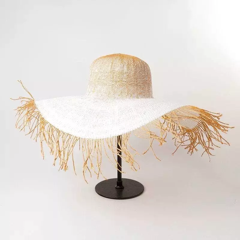 Paper Straw Long Fringe Edged Wide Bream Hat