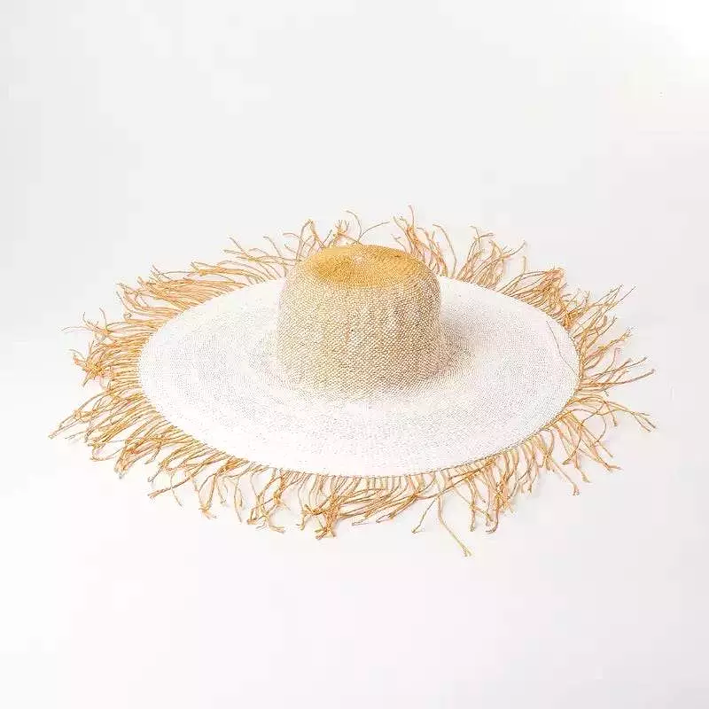 Paper Straw Long Fringe Edged Wide Bream Hat