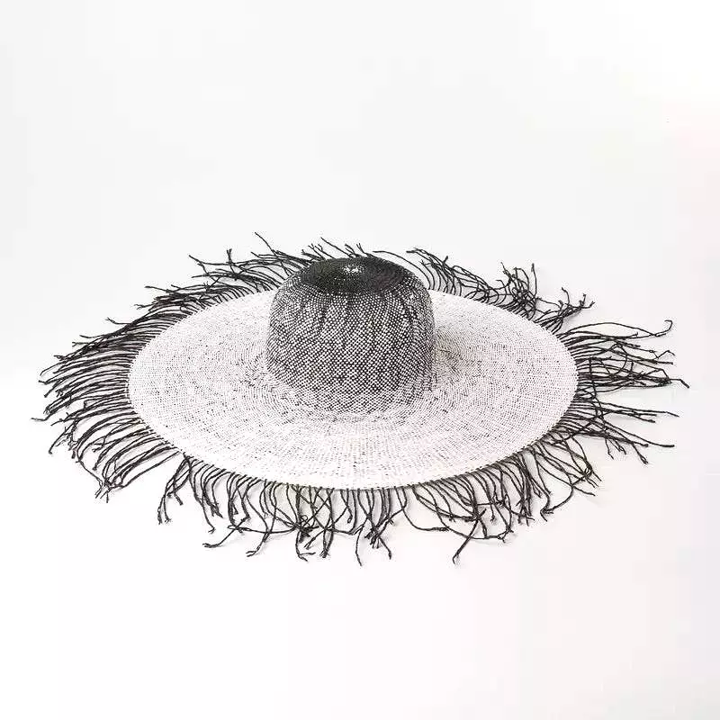 Paper Straw Long Fringe Edged Wide Bream Hat