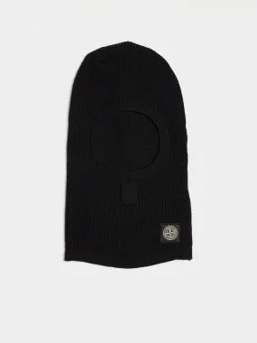 Patch Logo Wool Balaclava, Black