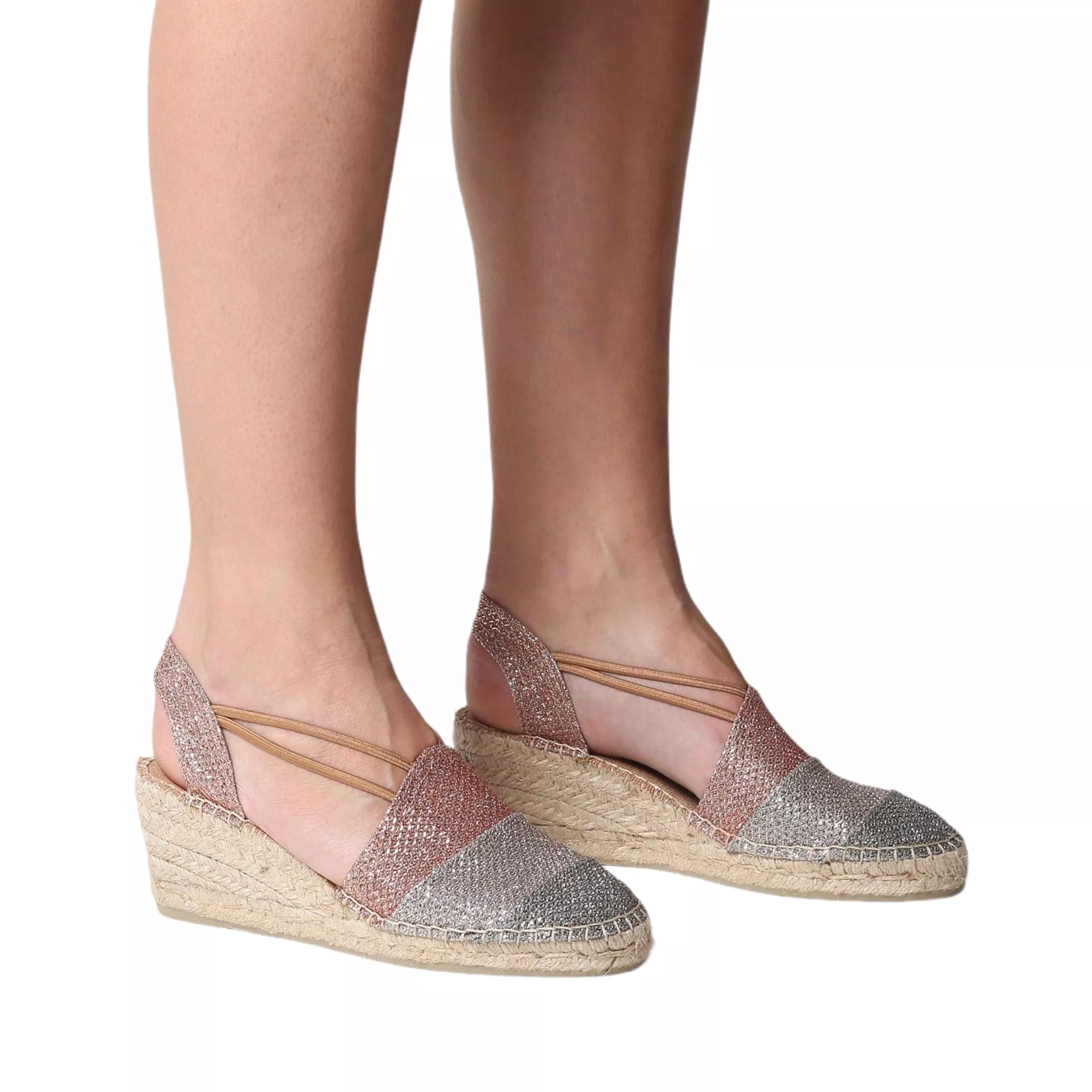 Patchwork Cotton Blend Wedge Espadrille for Women - Tours-S