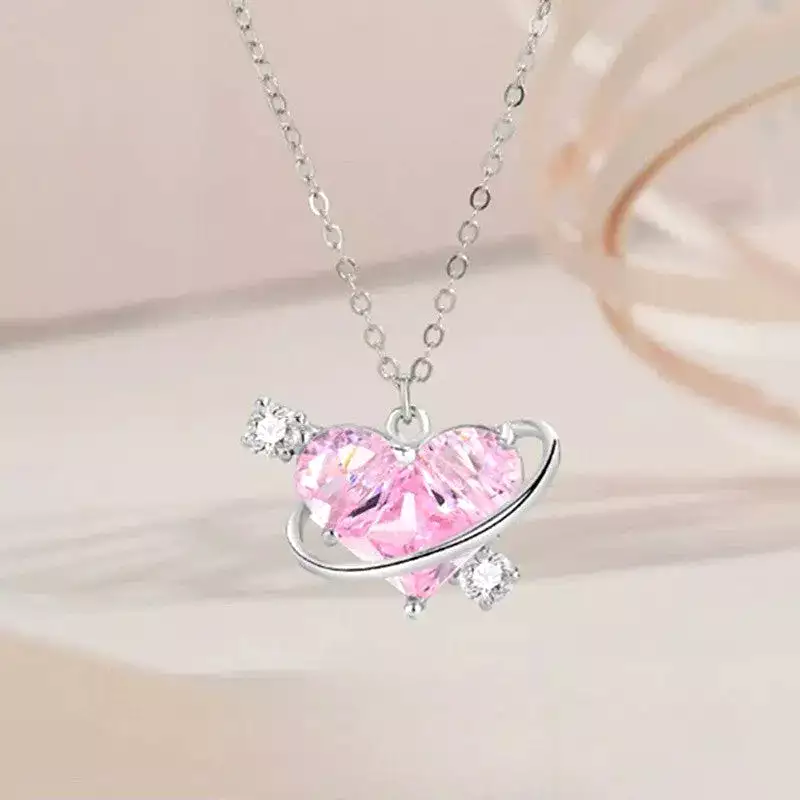 Pink Planet Love Necklace SP19336