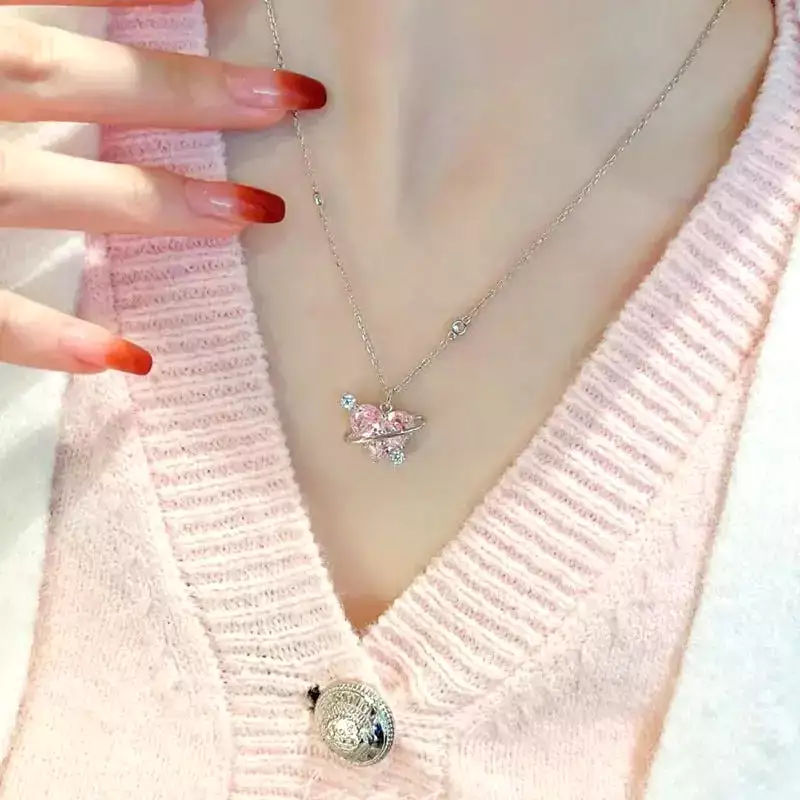 Pink Planet Love Necklace SP19336