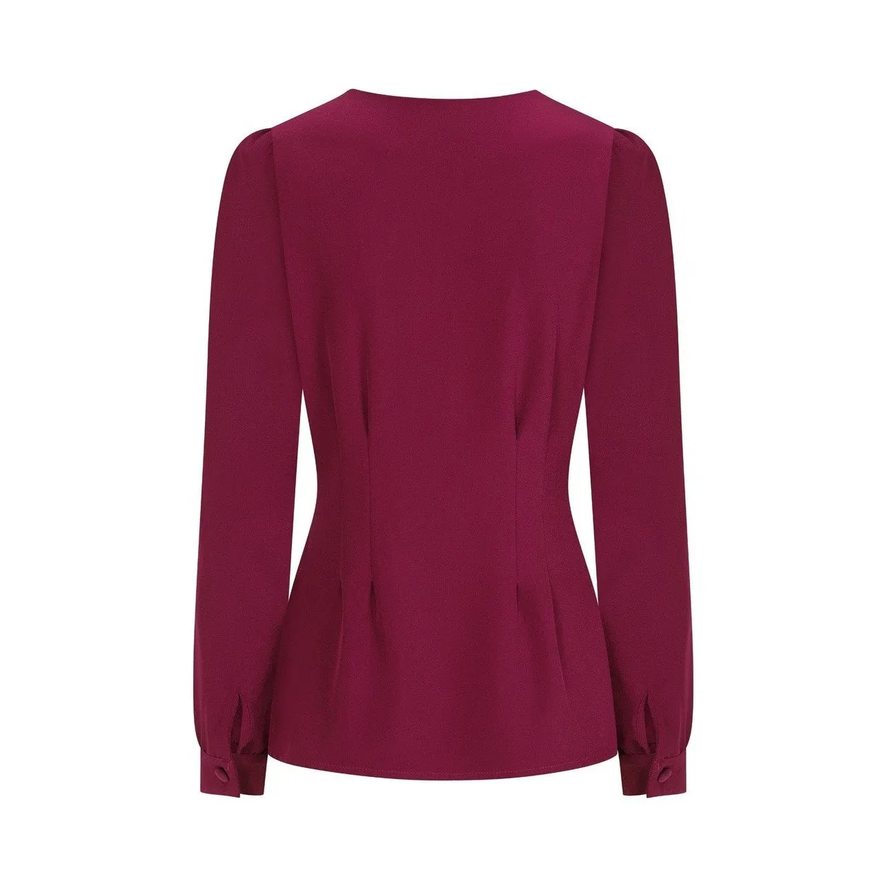 Plum V Neck Long Sleeve Blouse Top