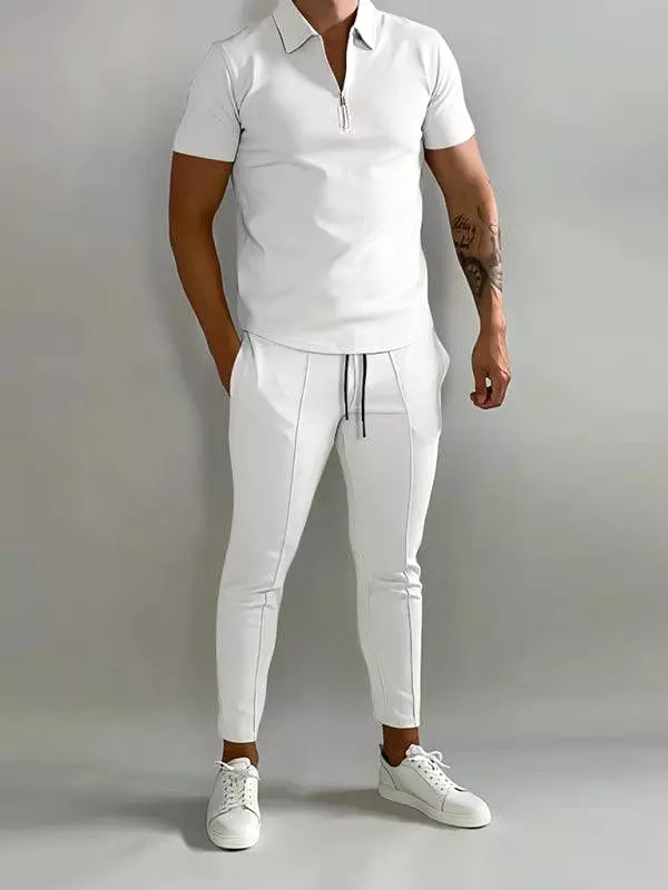 Polo Shirt Men Casual Outfit Set