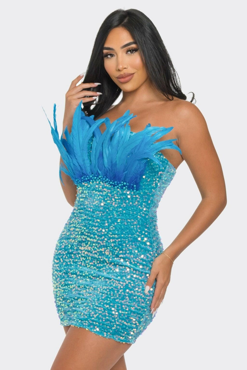 Queen Sequin Mini Dress - Hot Blue