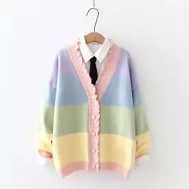 Rainbow Striped Wave Cardigan AD210069