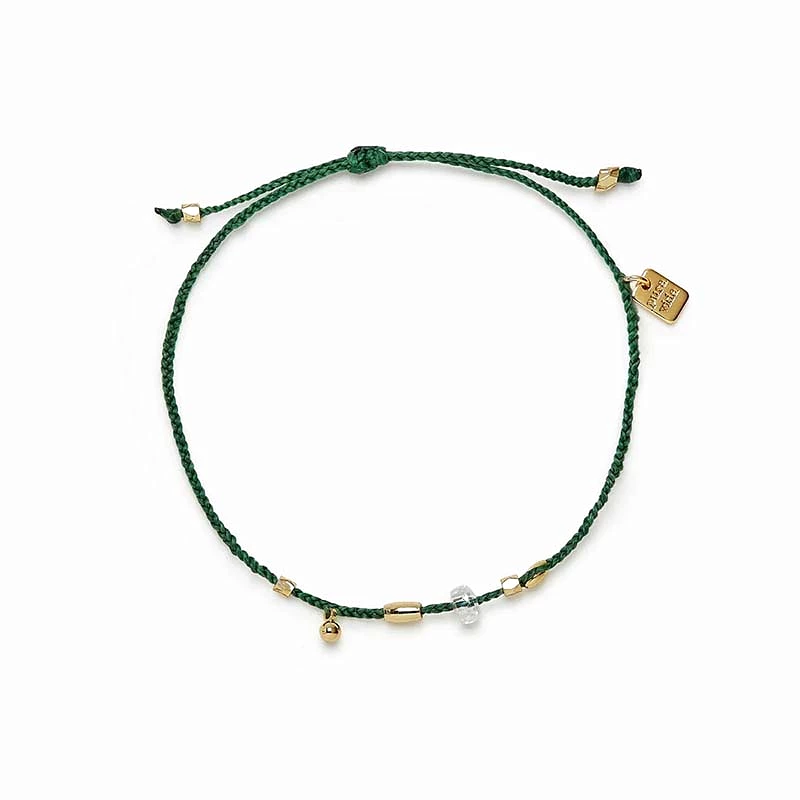 Raw Stone and Gold Bead Dainty Thread Bracelet