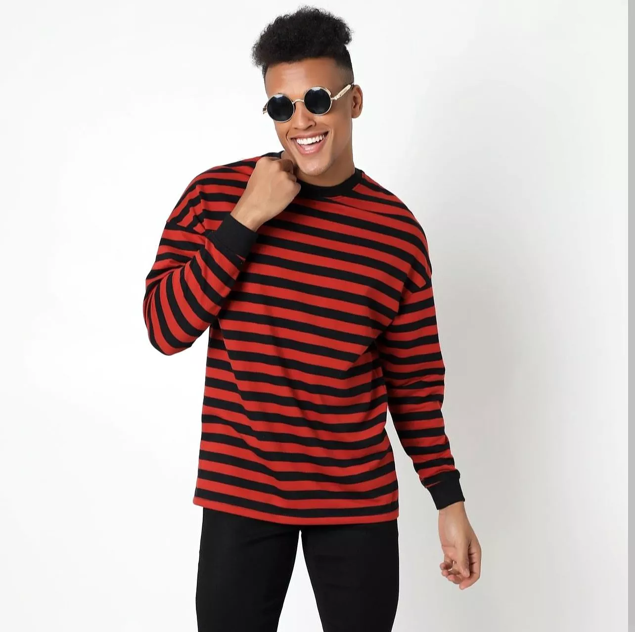 red full sleeve striped tshirt for men