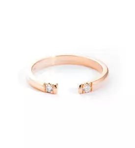 Rose Gold Half Round Two Diamond Ring