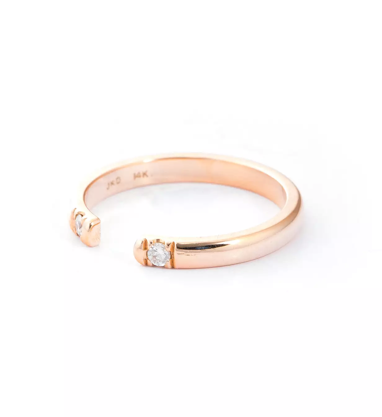 Rose Gold Half Round Two Diamond Ring