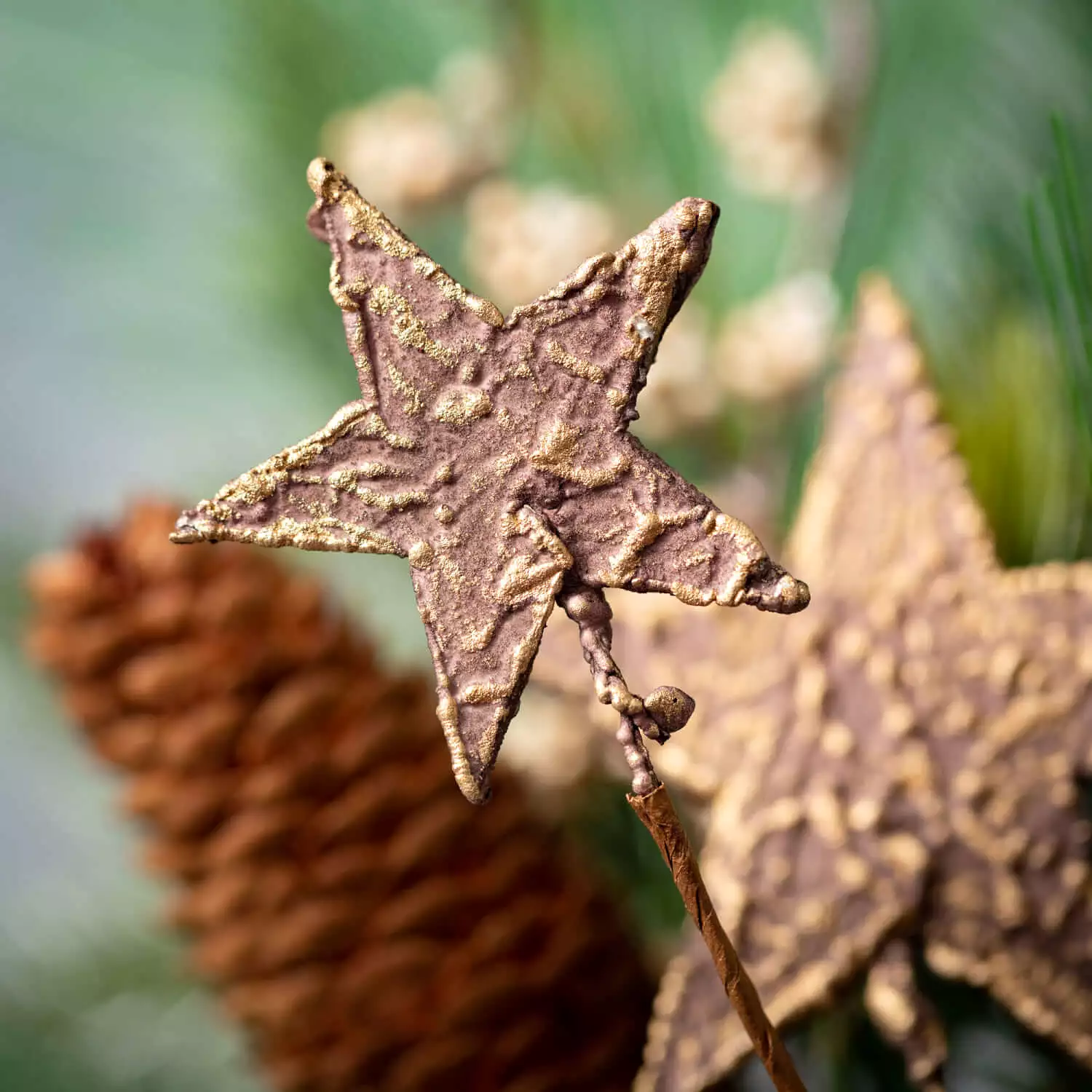 Rustic Pine And Star Ring