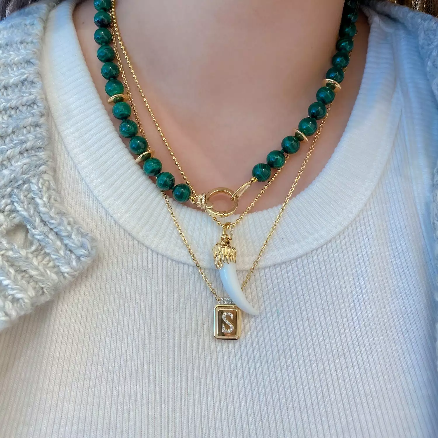 S All-Gold Signet Necklace