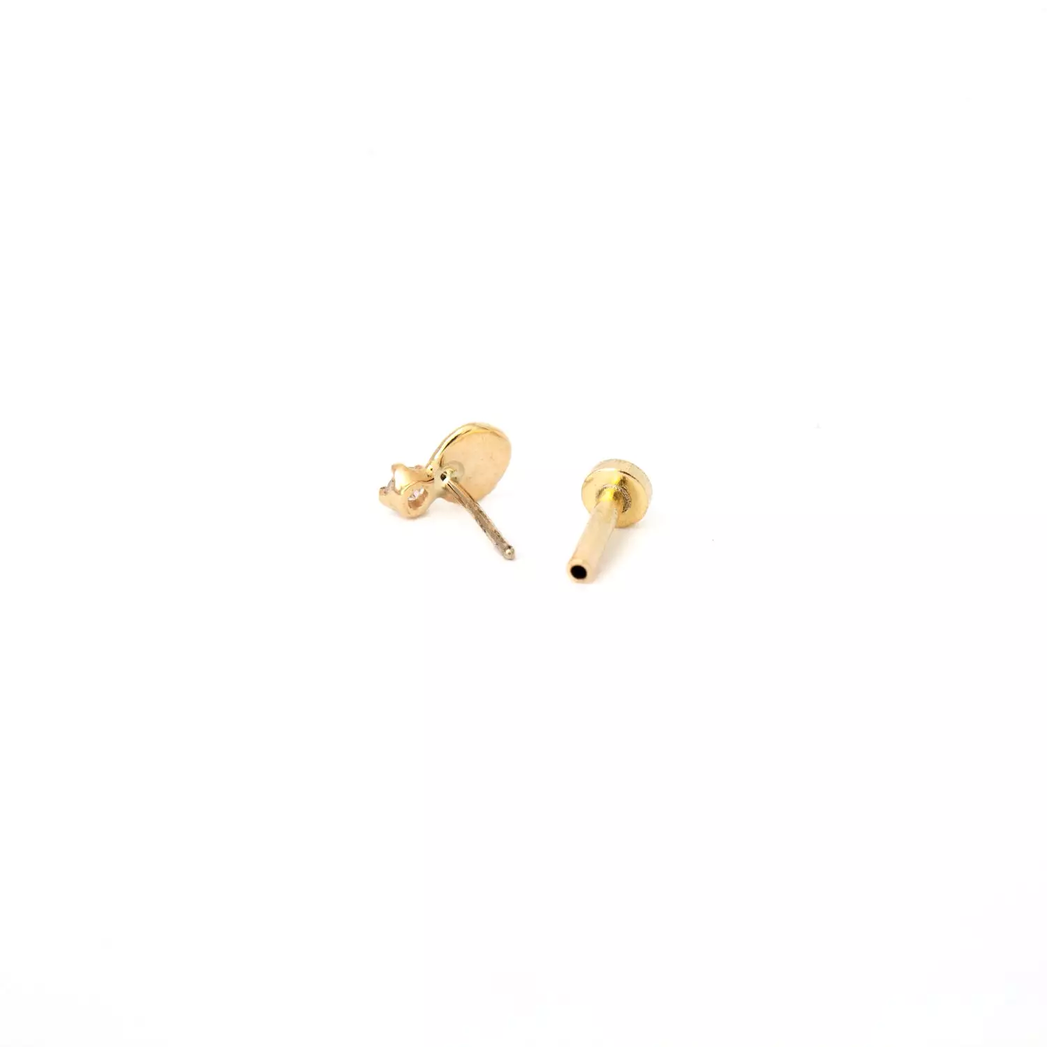 Single Small Disc Stud with Diamonds w/ 5 mm Flat Back