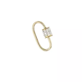 Small 14K Gold Carabiner Charm Enhancer with Diamonds