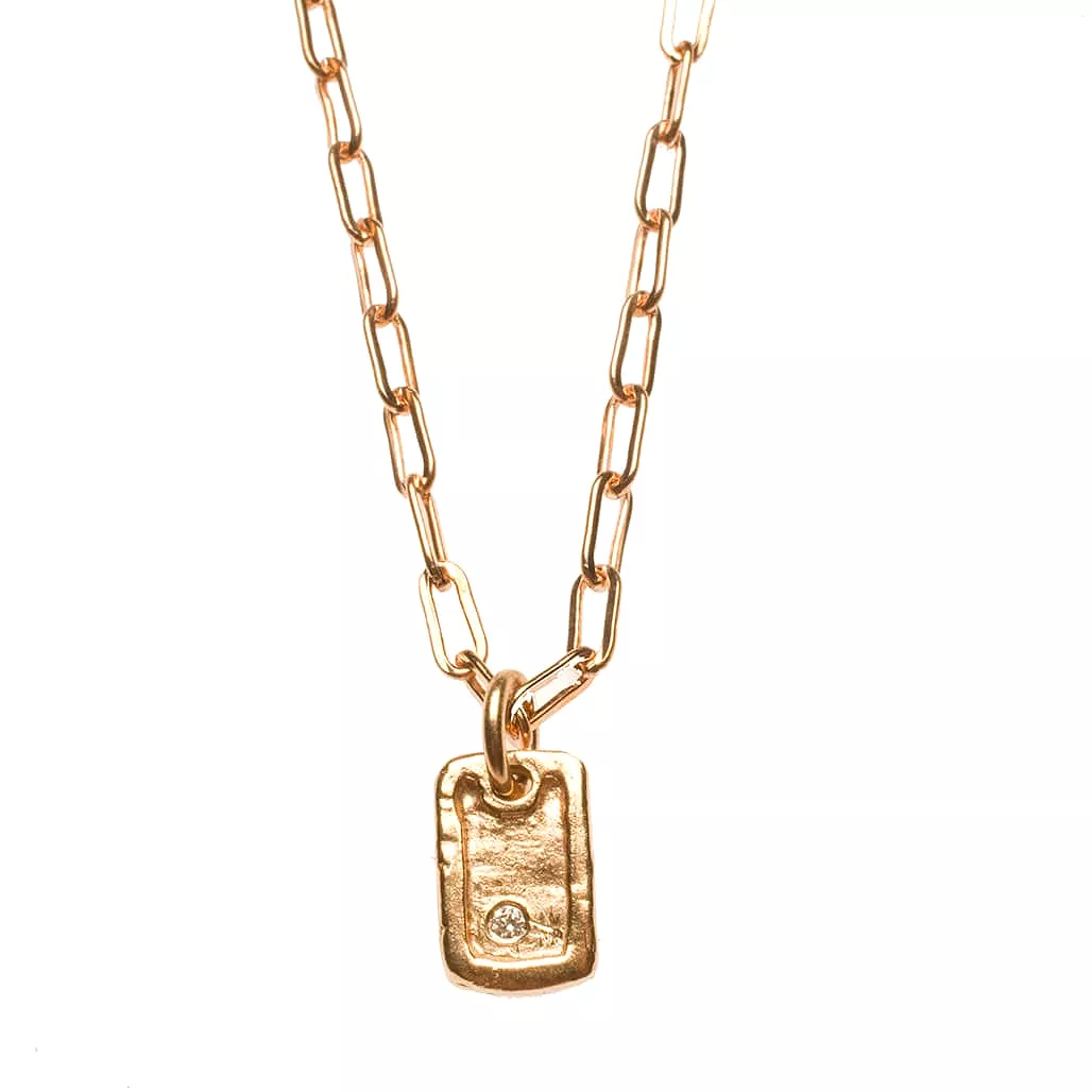 Solid Gold Dog Tag with Diamonds Signature Piece