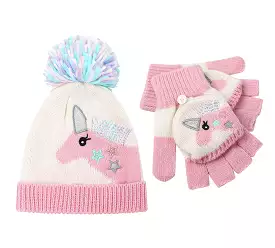 TARRAMARRA Kids Knit Unicorn Beanie & Gloves Set