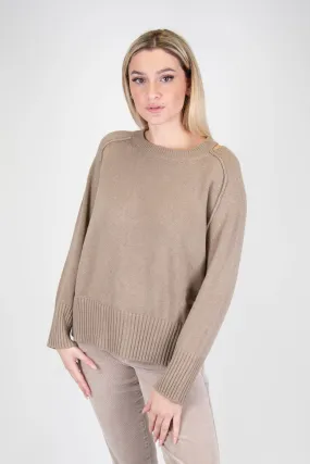 Tensione in - Maglia con foro sulla spalla in misto lana e cashmere